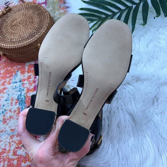 Tommy Hilfiger Neutral Black Strappy Ankle Strap Block Heels 10 - Picture 7 of 8
